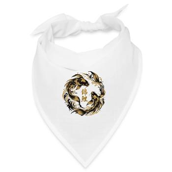 Koi Schwarz Gold - Bandana Dreieckstuch - Weiß - Vorne