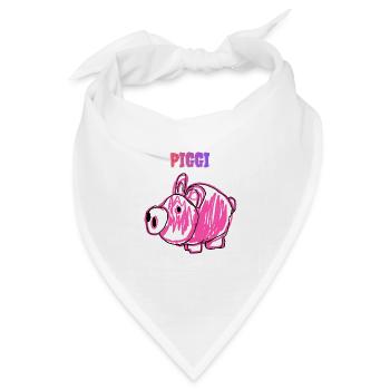 PIGGI Pink Pig im Cartoon-Stil - Bandana Dreieckstuch - Weiß - Vorne