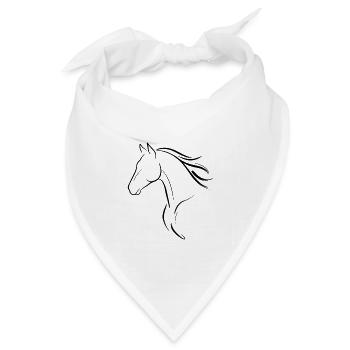 Fließende Mähne – Minimalistische Pferdelinienkunst - Bandana Dreieckstuch - Weiß - Vorne