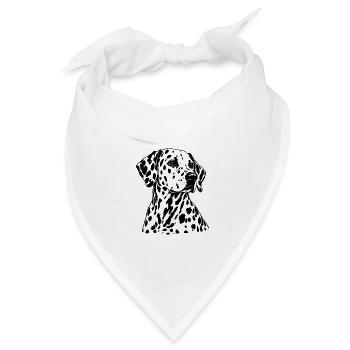 Dalmatiner – Schwarz Weiß Hundeporträt - Bandana Dreieckstuch - Weiß - Vorne