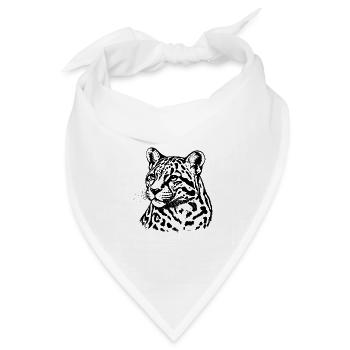 Nebelparder – Schwarz Weiß Raubkatzenporträt - Bandana Dreieckstuch - Weiß - Vorne