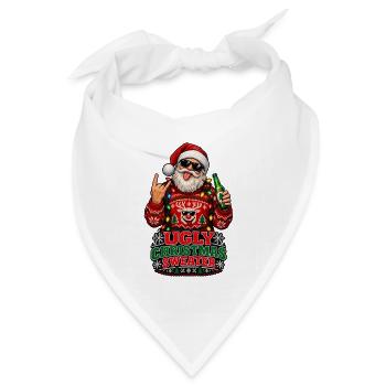 Punk-Santa Ugly Xmas Sweater - Bandana Dreieckstuch - Weiß - Vorne