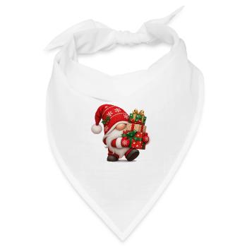 Weihnachtsgnom mit bunten Weihnachtsgeschenken - Bandana Dreieckstuch - Weiß - Vorne
