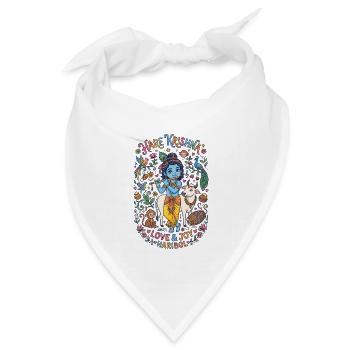 Cute Krishna Doodle – Hare Krishna Love & Joy  - Bandana Dreieckstuch - Weiß - Vorne