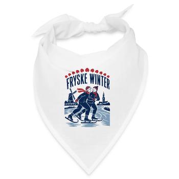 Fryske Winter Retro Schlittschuh Schaatsen Design - Bandana Dreieckstuch - Weiß - Vorne