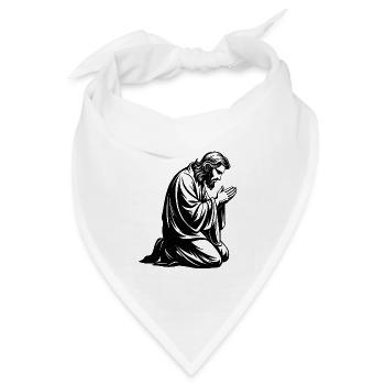 Jesus kniend und betend - Bandana Dreieckstuch - Weiß - Vorne
