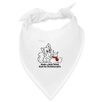 Christmas Fox macht einen kleinen Schneefreund - Bandana Dreieckstuch - Weiß - Vorne