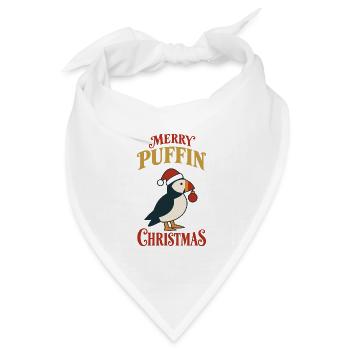 Frohe Papageitaucher Weihnachten Lustiger Weihnachtsvogel - Bandana Dreieckstuch - Weiß - Vorne