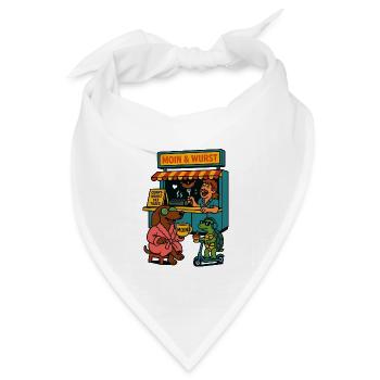 Dackel Imbiss Moin und Wurst - Bandana Dreieckstuch - Weiß - Vorne