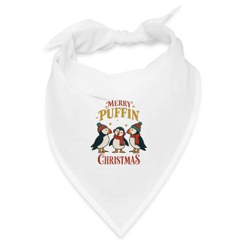 Fröhliche Papageitaucher Weihnachtsfestliche Niedliche Festvögel - Bandana Dreieckstuch - Weiß - Vorne