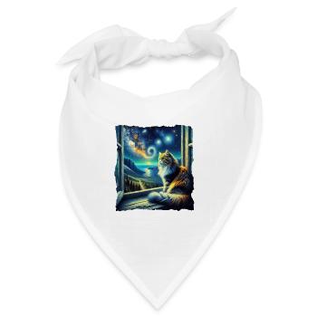 Norwegische Waldkatze Starry Night - Bandana Dreieckstuch - Weiß - Vorne