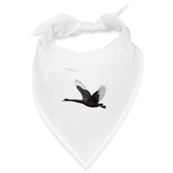 Trauerschwan im Flug – schwarzer Schwan Naturmotiv - Bandana Dreieckstuch - Weiß - Vorne