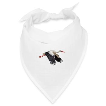 Weißstorch im Flug – schwarzweißes Storchenmotiv - Bandana Dreieckstuch - Weiß - Vorne