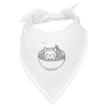 Ramen-Kätzchen - Bandana Dreieckstuch - Weiß - Vorne