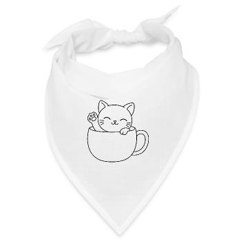 Süßes Teetassen-Kätzchen - Bandana Dreieckstuch - Weiß - Vorne