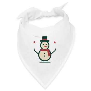 Schneemann mit Schal und Zylinder – Winter - Bandana Dreieckstuch - Weiß - Vorne
