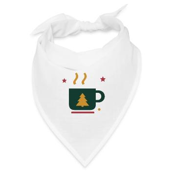 Winterkakao mit Tannenbaum – Adventsmotiv - Bandana Dreieckstuch - Weiß - Vorne