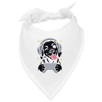 Gaming Labrador mit Headset und Controller - Bandana Dreieckstuch - Weiß - Vorne