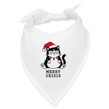 Merry Crisis lustiges Weihnachtskatzen-Meme - Bandana Dreieckstuch - Weiß - Vorne