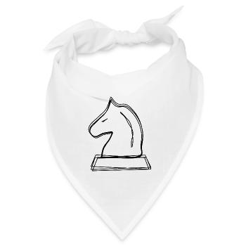 Schachspringer handgezeichnet - Bandana Dreieckstuch - Weiß - Vorne