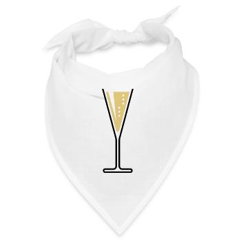 Sektglas (Sekt / Trichter / Offen / 2C) - Bandana Dreieckstuch - Weiß - Vorne