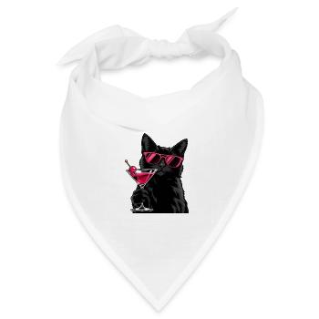 Cocktail Cat With Attitude - Bandana Dreieckstuch - Weiß - Vorne