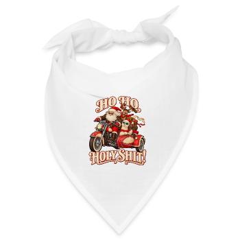 Santa on Motorcycle Naughty Ho Ho Ho - Bandana Dreieckstuch - Weiß - Vorne