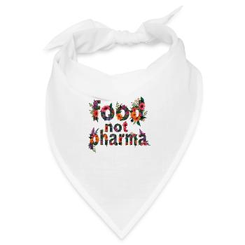 Food Not Pharma Bunte Blumenbuchstaben - Bandana Dreieckstuch - Weiß - Vorne