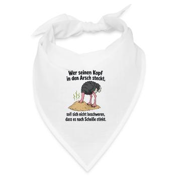 Kopf in Sand steck‘ - Spruch - Bandana Dreieckstuch - Weiß - Vorne