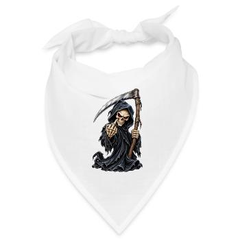 Sensenmann mit Sense und Schemen - Bandana Dreieckstuch - Weiß - Vorne