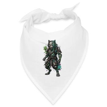 Cyber Wolf Mech Samurai Krieger - Bandana Dreieckstuch - Weiß - Vorne