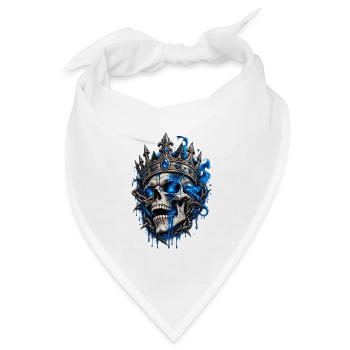 Königstotenkopf mit Blaufeuer - Bandana Dreieckstuch - Weiß - Vorne
