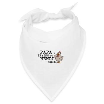 Papa Is Trying to Hendl This – Lustiger Hahnspruch - Bandana Dreieckstuch - Weiß - Vorne