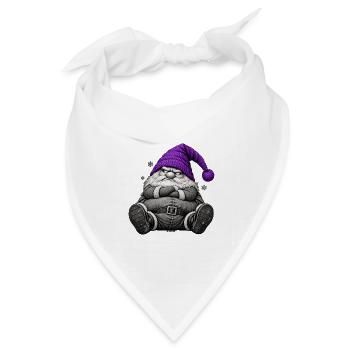 Weihnachtswichtel mit lila Wintermütze - Bandana Dreieckstuch - Weiß - Vorne