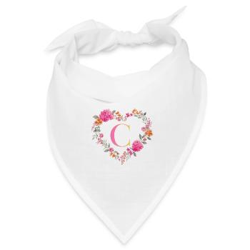 C Monogramm Blumen Herz personalisierbar - Bandana Dreieckstuch - Weiß - Vorne