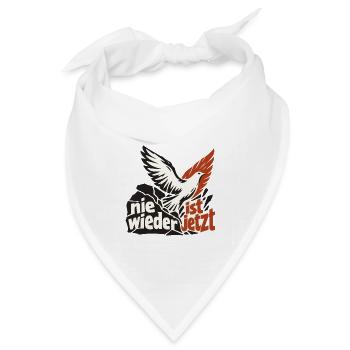 Nie wieder ist jetzt Friedenstaube Demokratie - Bandana Dreieckstuch - Weiß - Vorne