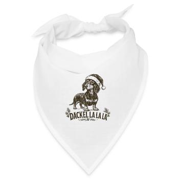 Dackel Weihnachten La La La Weihnachtspullover - Bandana Dreieckstuch - Weiß - Vorne
