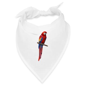 Ara Papagei - Bunter Vogel auf einem Ast - Bandana Dreieckstuch - Weiß - Vorne