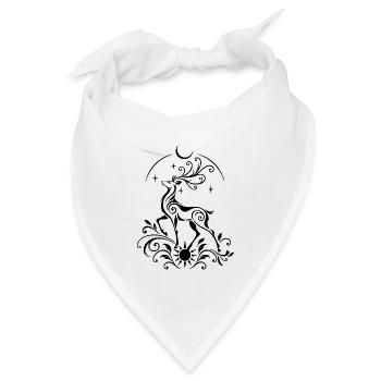 Hirsch mit Sonne und Mond - Wintersonnenwende - Bandana Dreieckstuch - Weiß - Vorne