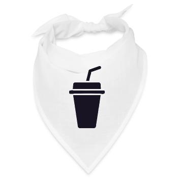 Kaffee-Becher Silhouette mit Stroh - Bandana Dreieckstuch - Weiß - Vorne