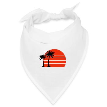 Tropischer Retro-Sonnenuntergang Palmen - Bandana Dreieckstuch - Weiß - Vorne