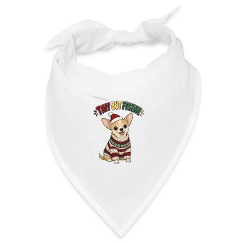 Tiny But Festive – Chihuahua Weihnachtsshirt - Bandana Dreieckstuch - Weiß - Vorne