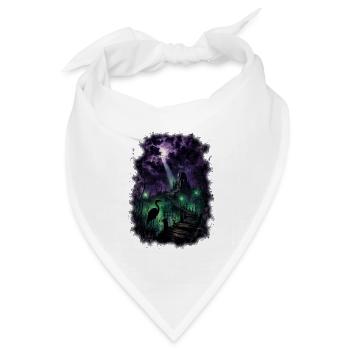 Mystischer Grusel Sumpf – Gothic Horror Schloss - Bandana Dreieckstuch - Weiß - Vorne