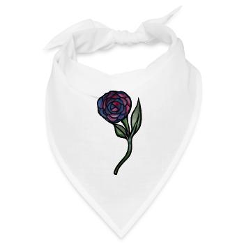 Blaues Rosen-Aquarell auf Schwarz - Bandana Dreieckstuch - Weiß - Vorne