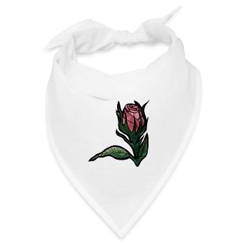 Rosenblüte auf Mitternachtsschwarz - Bandana Dreieckstuch - Weiß - Vorne