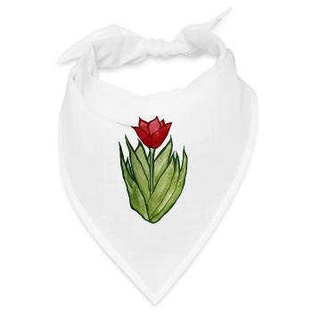 Tulpen-Aquarellblüte - Bandana Dreieckstuch - Weiß - Vorne