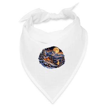 Winterwaldhütte am Mondsee - Bandana Dreieckstuch - Weiß - Vorne
