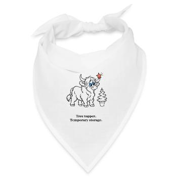 Highland-Kuh hält den Weihnachtsbaum-Topper - Bandana Dreieckstuch - Weiß - Vorne