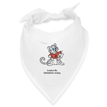 Christmas Tiger probiert einen optimistischen Pullover - Bandana Dreieckstuch - Weiß - Vorne