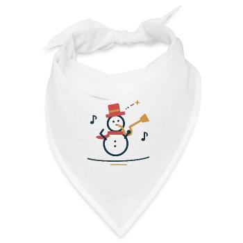 Schneemann spielt Winterjazz – Weihnachten - Bandana Dreieckstuch - Weiß - Vorne